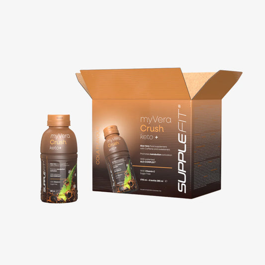 MYVERA CRUSH Keto + | Dietary supplement with caffeine and sweeteners in individual 285 ml bottles (pack of 6) - 1710 ml