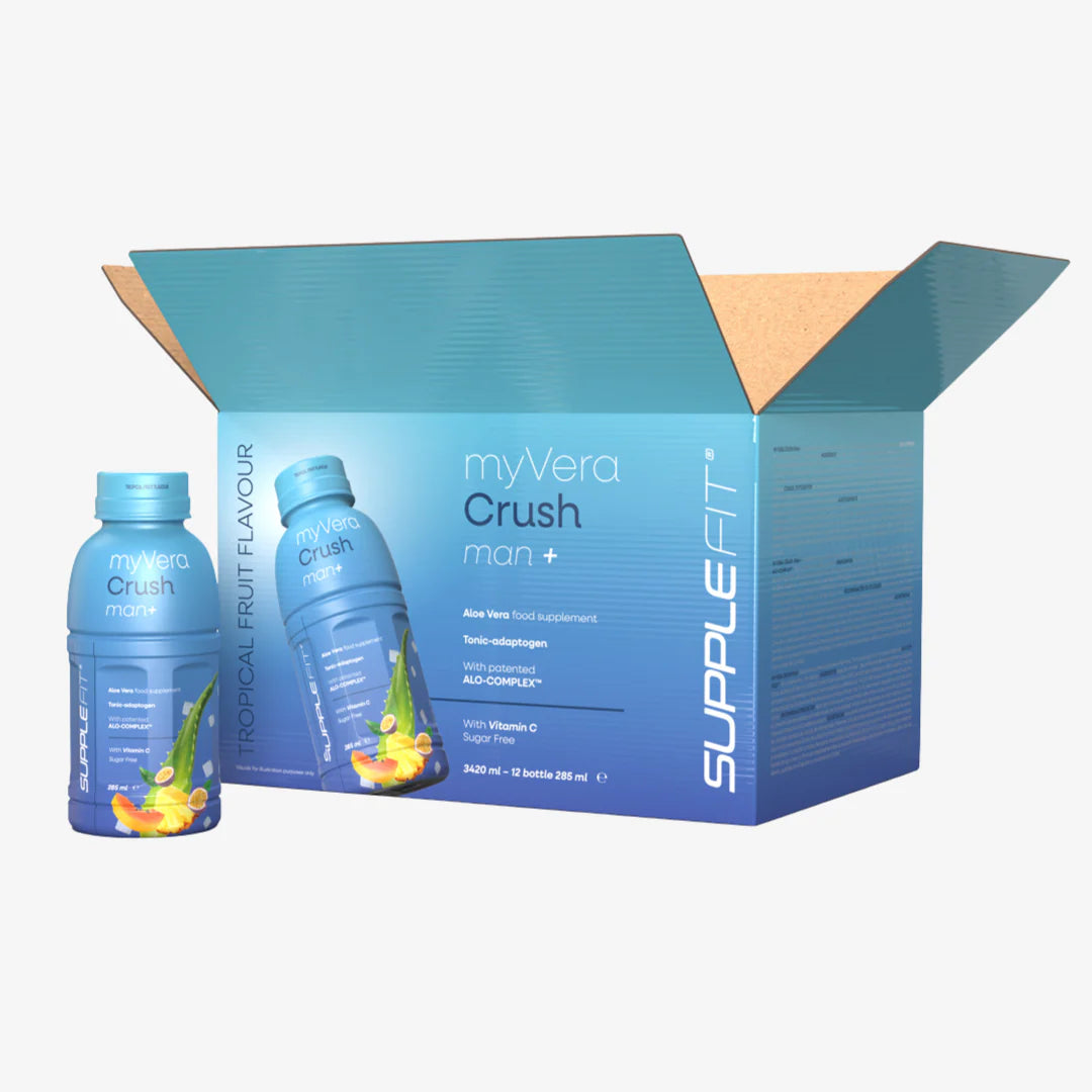 MYVERA CRUSH Man + | Nahrungsergänzungsmittel in Einzelflaschen à 285 ml (12er Pack) – 3420 ml