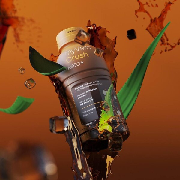MYVERA CRUSH Keto + | Nahrungsergänzungsmittel mit Koffein und Süßungsmitteln in einzelnen 285 ml Flaschen (6er Pack) – 1710 ml