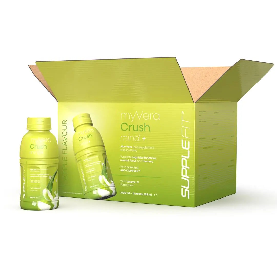 MYVERA CRUSH Mind + | Koffein-Nahrungsergänzungsmittel in einzelnen 285-ml-Flaschen (6er-Pack) – 1710 ml